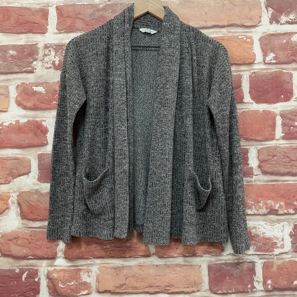 Lucky Brand Cardigan Sweater Women's Small Gray Pocketed Open Front Knit